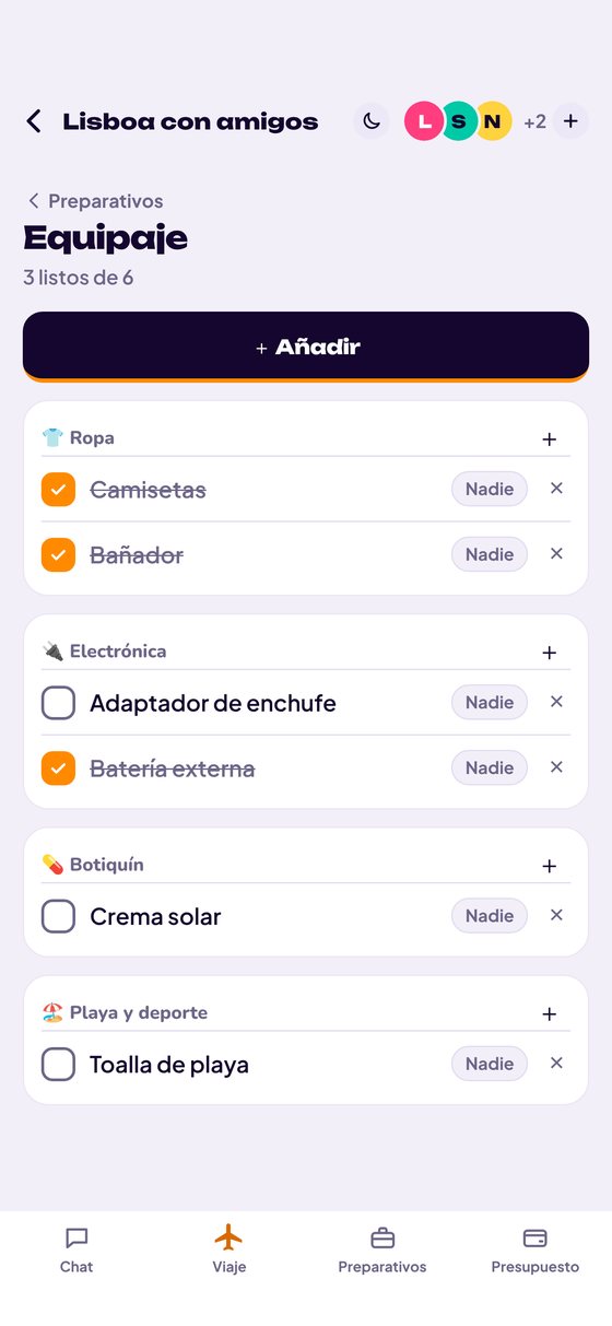 La lista de cosas que llevar