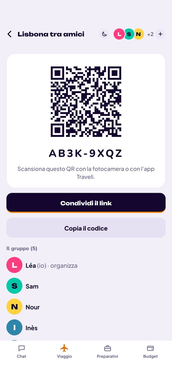 Schermata d'invito con il QR code